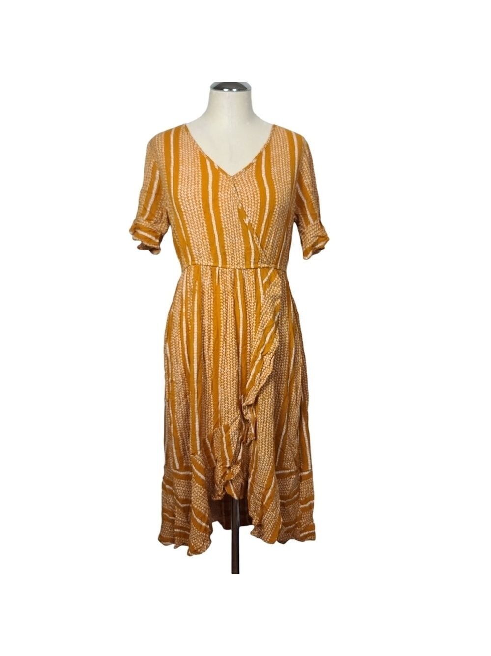 Kori America V Neck Short Sleeves Printed Dress L - Picture 1 of 7
